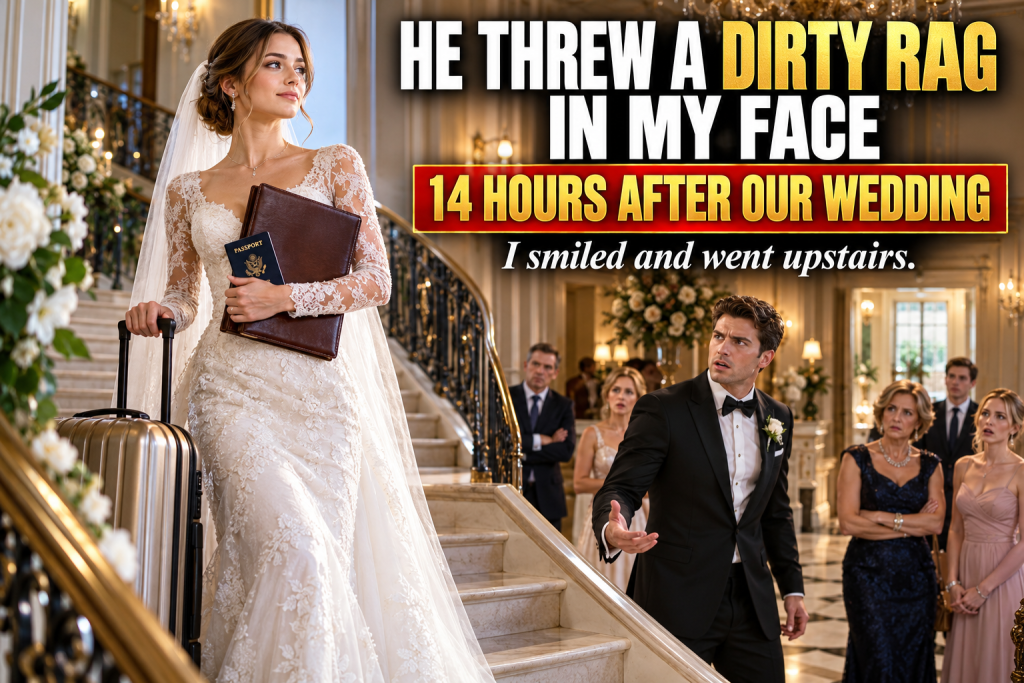 Fourteen Hours After Our Wedding, My Husband Threw A Greasy Rag In My Face In Front Of His Twenty-Two Relatives And Ordered Me To My Knees, But I Smiled, Whispered That I Needed To Wash My Face, Packed My Passport, $45,000, And A Hidden Folder, Then Turned The Key And Never Looked Back