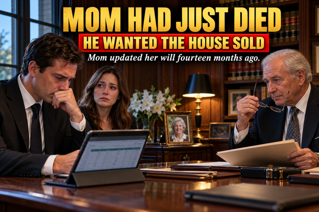The Day After Mom Died Peacefully In Her Sleep, My Brother Brandon Booked An Appointment With Her Estate Attorney To Sell The House, But Mr. Harrison Revealed She Updated Her Estate Plan Fourteen Months Earlier, Exposing Hidden Loans, Rewarding The Daughter Who Stayed, And Leaving Our Broken Family One Last Chance To Heal