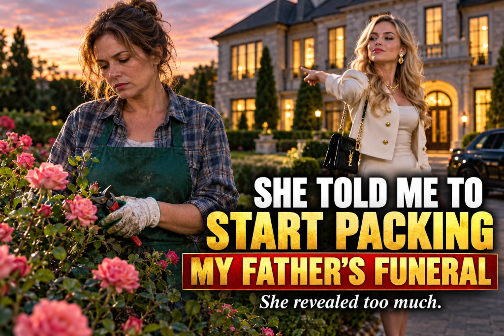 The Day After My Father's Funeral, I Was Trimming the Rose Bushes He Had Planted When My Ex-Husband's New Wife Strutted Across the Lawn and Told Me to Start Packing, Certain the Will Would Hand Her My Childhood Home, Until She Let Slip Something Only Our Family Knew About My Father's Old Coffee Can