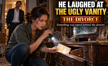 My Husband Fought Me for Everything in the Divorce: The House, the Cars, a Camper We Used Twice, and the Only Thing He Did Not Fight for Was His Grandmother's Heavy Dark Vanity with Its Cloudy Mirror, Which He Laughed About as the Movers Took It, but When I Finally Went to Sell It, the Middle Drawer Jammed and I Felt Something Taped Flat Behind It
