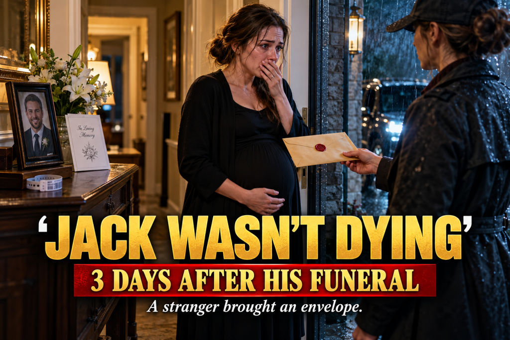 Three Days After My Husband Jack's Funeral, a Stranger Knocked and Asked, You Really Don't Know What Jack Left Behind, Do You, While I Was Six Months Pregnant and His Treatments Had Swallowed Every Dollar, and Days Later the Woman Who Had Visited Him Every Week While I Was Away Stood at My Door Holding a Sealed Envelope and Whispered That Jack Was Not Dying the Way I Thought