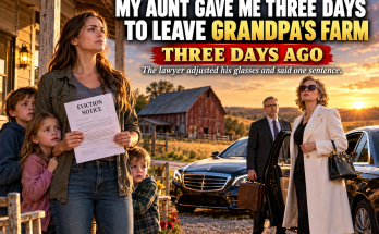 My Aunt Gave Me Three Days To Leave My Grandpa's Farm With My Three Kids, Grandpa Raised Me After My Parents Died And I Kept That Farm Alive, At The Will Reading She Slid An Eviction Notice Across The Desk, Then The Lawyer Adjusted His Glasses And Said Your Father Did Not Own The Farm Anymore