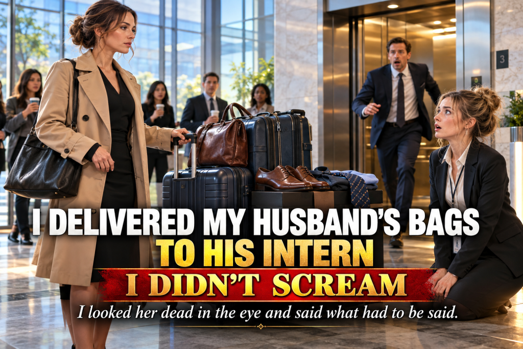 I Found Out My Husband Was Having An Affair With The Intern, I Did Not Scream Or Beg Or Wait For Him To Come Clean, I Packed His Suits And Shoes And Drove To His Office, And When I Set His Bags At Her Feet In The Lobby And Looked Her In The Eye I Said Four Words That Ended Everything