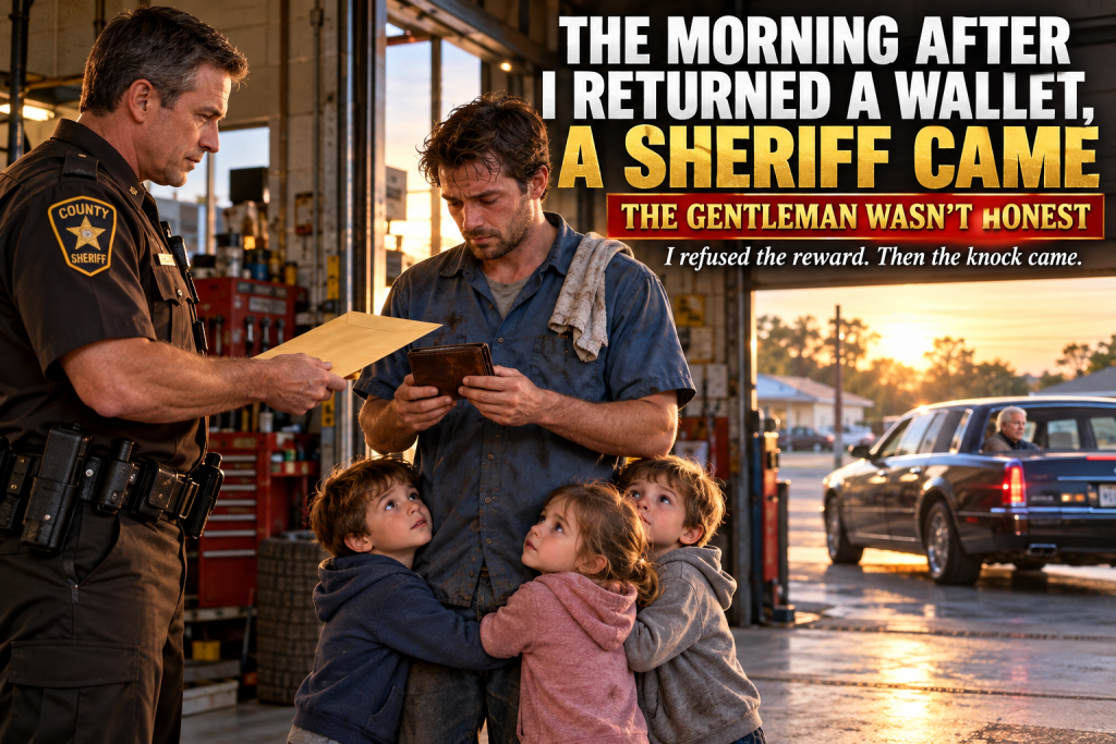 The Morning After I Returned A Wallet Overflowing With Cash A Sheriff Showed Up At My Front Door, Because As A Broke Single Father Of Six-Year-Old Triplets I Had Refused The Reward And Thought I Had Simply Done The Right Thing, But The Sheriff Told Me The Gentleman I Helped Was Not Completely Honest, And The Envelope He Handed Me Changed Everything
