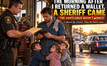 The Morning After I Returned A Wallet Overflowing With Cash A Sheriff Showed Up At My Front Door, Because As A Broke Single Father Of Six-Year-Old Triplets I Had Refused The Reward And Thought I Had Simply Done The Right Thing, But The Sheriff Told Me The Gentleman I Helped Was Not Completely Honest, And The Envelope He Handed Me Changed Everything