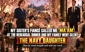 The Moment My Sister's Fiance Called Me Ma'am, My Entire Family Went Silent, My Mother Had Seated Me At The Far End Of The Rehearsal Dinner Like Someone She Wanted To Hide, Still In My Work Clothes, And To Them I Was The Awkward Daughter With A Little Navy Career, Until Ethan Walked In, Stopped Cold, Stood Straight, And Said One Word
