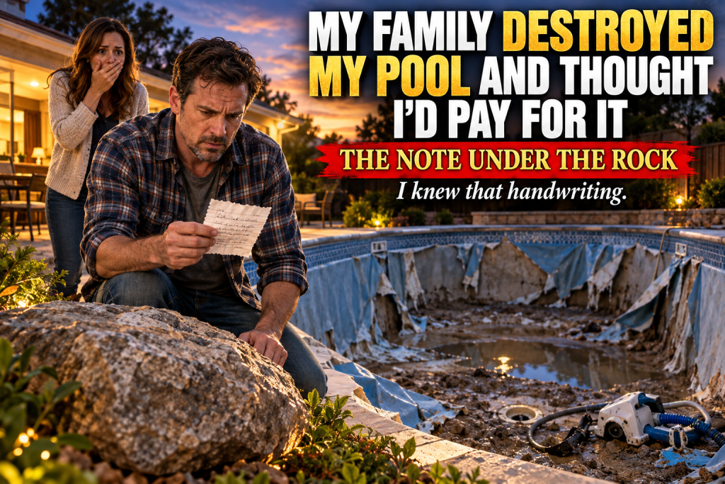 My Family Destroyed My Pool And Thought I Would Pay For It, When My Wife Sarah And I Returned From Yosemite Nearly Twenty-Eight Thousand Gallons Of Water Were Gone, The Liner Was Ripped From The Walls And The Vacuum Lay Shattered, And Under A Landscaping Rock I Found A Note In Her Brother Kevin's Handwriting Telling Me I Was Going To Regret Leaving
