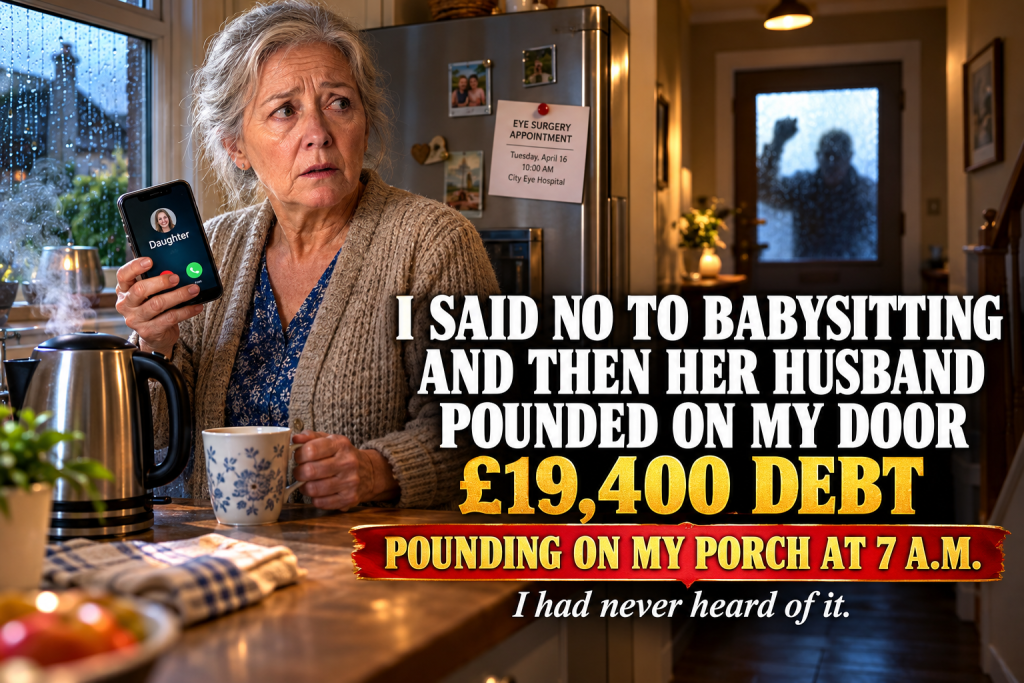 I Told My Daughter I Could Not Babysit Over The Bank Holiday Because I Had Cataract Surgery Scheduled And She Texted That I Was Choosing Myself Over My Grandkid, So I Let The Kettle Whistle Until The House Went Quiet, And A Week Later Her Husband Pounded On My Porch At Seven In The Morning After The Bank Called About A £19,400 Debt I Had Never Heard Of