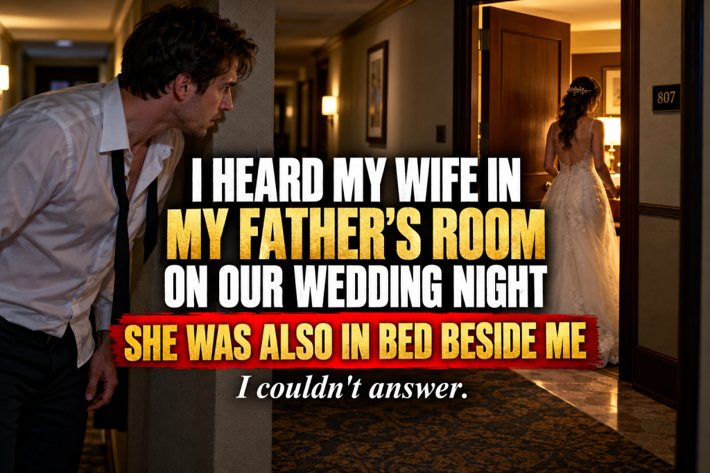 I Heard My Wife In My Father's Room On Our Wedding Night, At Twelve Forty-Three In The Morning I Woke Up Alone And Saw A Woman Wearing The Exact Same Wedding Dress Maya Had Worn Earlier Walk Into My Father's Room, I Watched For Nearly Five Minutes, Then Ran Back And Maya Slipped Under The Covers Beside Me, And Then My Father Whispered Something Behind His Door That Changed Everything
