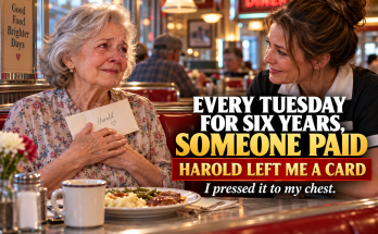 I Am Seventy Four And Have Eaten Lunch At The Same Family Restaurant Every Tuesday For Six Years Since My Husband Harold Died, And Last Tuesday The Manager Told Me My Tab Had Been Paid Every Single Week By Someone Anonymous Until My Waitress Handed Me An Envelope In Harold's Handwriting