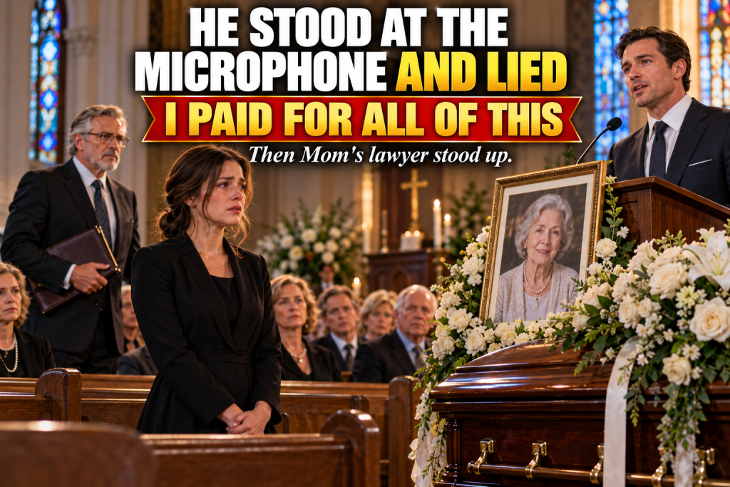 My Brother Refused To Pay Even One Penny For Mom's Funeral, Then Stood At The Microphone And Claimed He Paid For Everything, But When Mom's Lawyer Quietly Stood Up And Opened A Thick Folder Nobody Knew Existed, Every Receipt, Every Loan, And Every Lie Came Out In Front Of The Whole Family