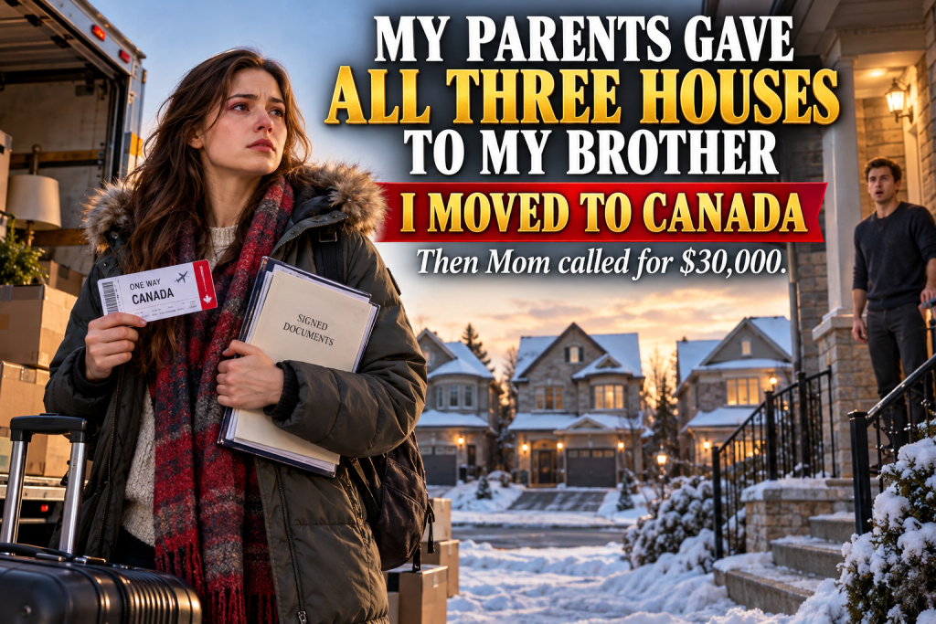 My Parents Gave All Three Family Houses To My Brother Because Daughters Marry Out, So I Signed Without Fighting, Sold Everything I Owned And Moved To Canada, And Months Later When Mom Called Demanding Thirty Thousand Dollars For Daniel I Asked One Question And Told Her What I Had Done Before Leaving