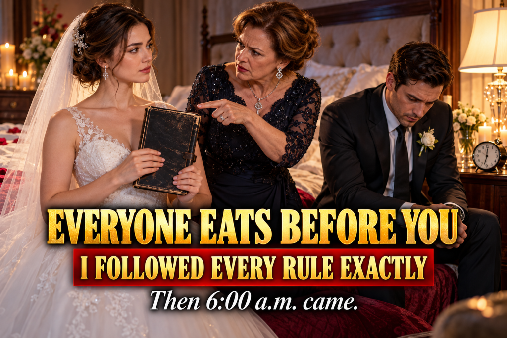 On Our Wedding Day My Mother In Law Set A Black Notebook On Our Bed And Said In This Family Everyone Eats Before You, And While My Husband Stared At The Floor I Smiled And Promised To Follow Every Rule Exactly, Because At Six The Next Morning She Would Learn A Lesson She Never Expected
