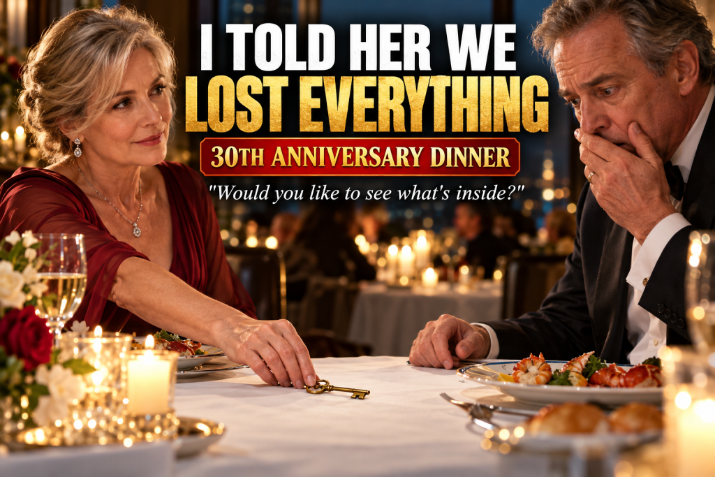 At Our Thirtieth Anniversary Dinner I Finally Confessed That After My Business Collapsed Nine Years Ago I Had Told My Wife We Lost Everything, And She Calmly Buttered A Roll, Slid A Small Brass Key Across The Table, And Asked Whether I Wanted To See What Was Inside The Safe Deposit Box She Rented The Week After The Bankruptcy