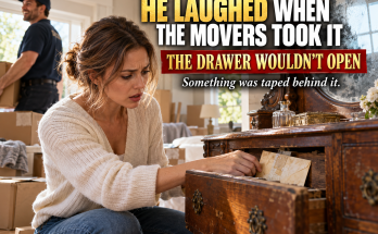 My Husband Fought Me For Everything In The Divorce, Even The Camper, So I Let Him Keep Almost All Of It, And He Laughed When The Movers Took His Grandmother's Heavy Old Vanity With The Cloudy Mirror — But When I Went To Sell It, The Middle Drawer Jammed, And I Slid My Hand Behind It And Felt Something Taped Flat