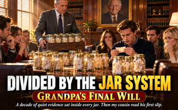 Grandpa's Will Left Everything To Be Divided By The Jar System, And When The Lawyer Carried In Six Mason Jars Filled With Folded Slips Of Paper Written Over Ten Years, My Cousin Dylan Opened His Nearly Empty Jar, Read The First Slip, And The Whole Room Learned What Grandpa Had Been Quietly Counting All Along