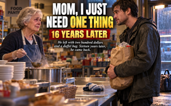 My Son Was Only Seventeen When He Told Me His Girlfriend Was Pregnant, And After I Handed Him Two Hundred Dollars And Told Him To Live On His Own, He Disappeared Into The Rain, Until Sixteen Years Later At The Food Pantry He Stood Before Me With Two Children And Whispered, Mom, I Just Need One Thing