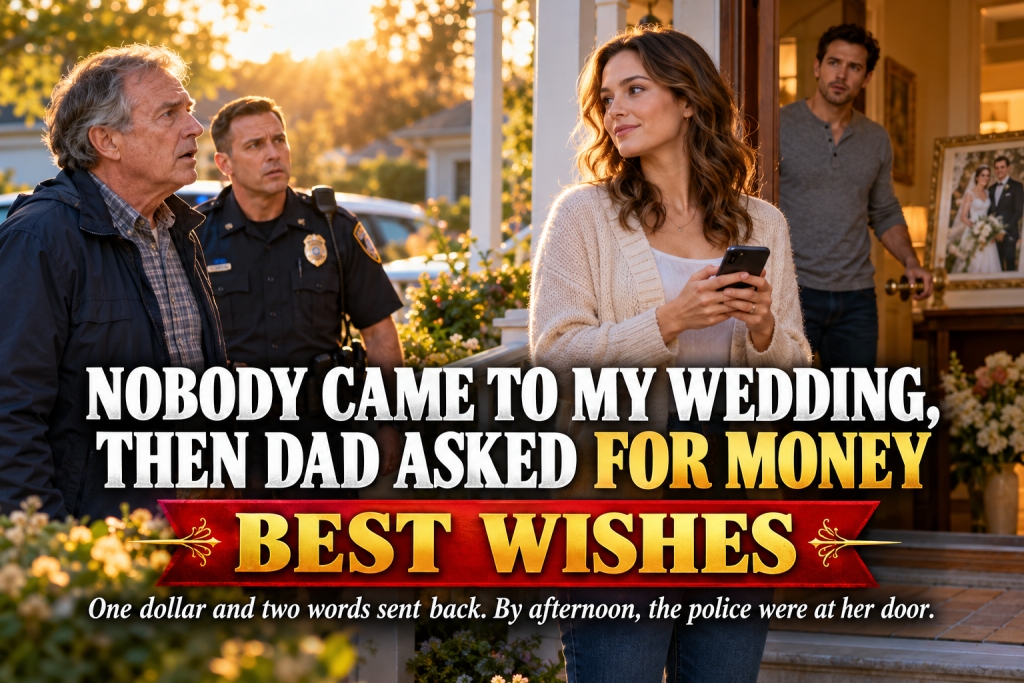 Nobody From My Family Showed Up To My Wedding, But A Few Weeks Later My Father Texted As If Nothing Had Happened And Demanded Eight Thousand Four Hundred Dollars For My Brother's Wedding, So I Sent One Dollar With The Note Best Wishes, Told My Husband To Change Every Lock, And That Afternoon My Father Arrived With The Police Standing Right Behind Him