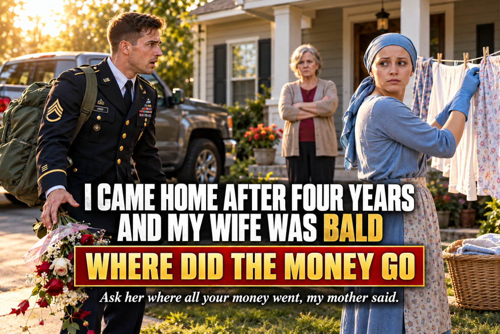 I Came Home After Four Years Serving Overseas With The U.S. Army And My Wife Was Bald, Painfully Thin, And Washing Dishes Behind A House That Looked Richer Than Ever, And When My Mother Whispered She Brought This On Herself And Told Me To Ask Her Where All My Money Went, Chloe Turned Around And Said Something That Made My Entire Body Go Cold