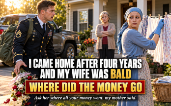 I Came Home After Four Years Serving Overseas With The U.S. Army And My Wife Was Bald, Painfully Thin, And Washing Dishes Behind A House That Looked Richer Than Ever, And When My Mother Whispered She Brought This On Herself And Told Me To Ask Her Where All My Money Went, Chloe Turned Around And Said Something That Made My Entire Body Go Cold