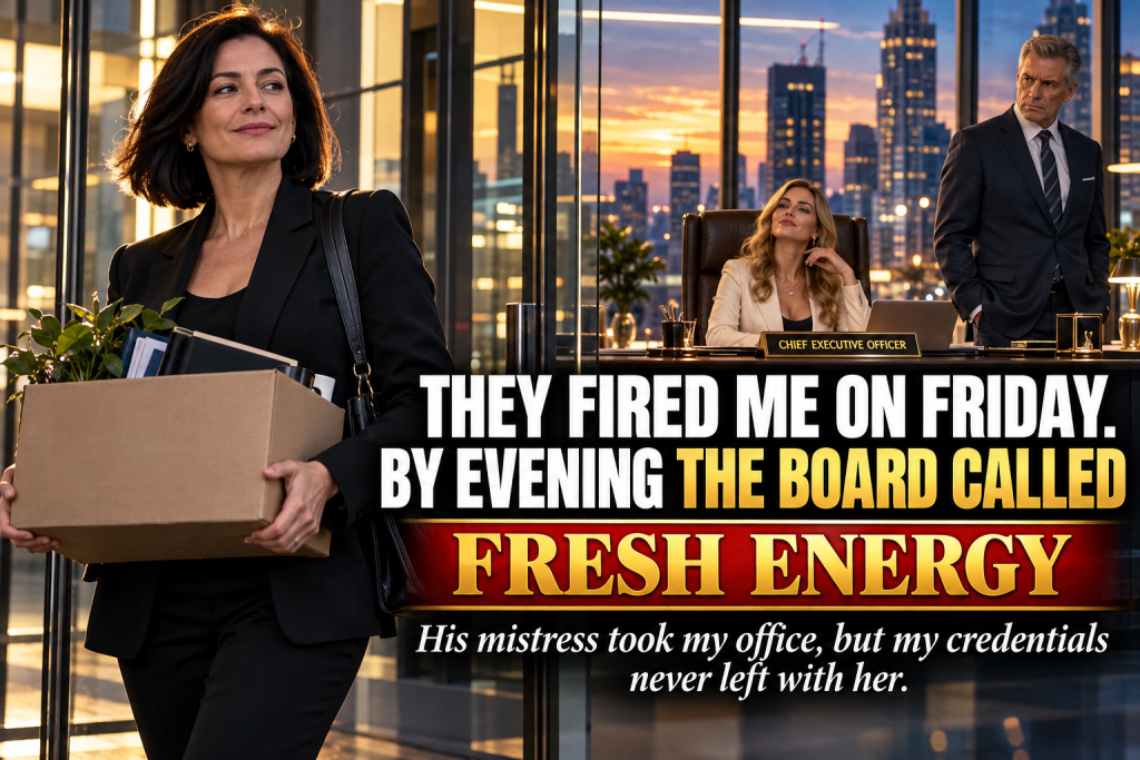 They Let Me Go On A Friday After My Boss Said The Company Needed Fresh Energy, And By Monday His Mistress Had My Office, My Title, And My Parking Space, But When The Client Files Vanished And The Board Called Me Directly By Evening, I Learned Exactly What Kind Of Energy Really Keeps A Company Alive And Who Truly Owned It