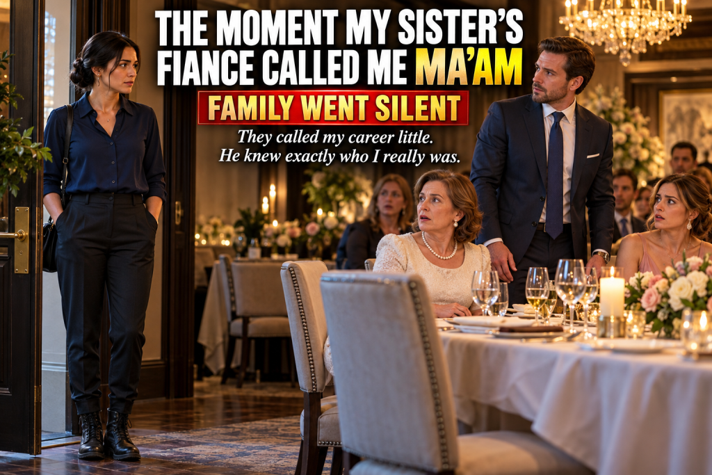 The Moment My Sister's Fiance Called Me Ma'am At Her Rehearsal Dinner, My Entire Family Went Silent, Because My Mother Had Seated Me At The Far End Of The Table Like Someone To Hide, Never Imagining That The Quiet Daughter With The Little Navy Career Was About To Be Recognized By A Man Who Knew Exactly Who She Was