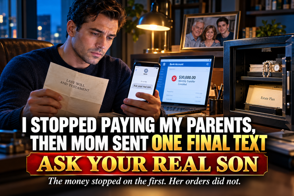 I Didn't Confront My Parents After Finding The Will In Their Safe, I Quietly Locked It Back, Canceled The Thirty Thousand Dollar Monthly Transfer And Every Card Linked To My Accounts, Then Disappeared For Three Weeks Until Mom Texted Me To Send The Mortgage Payment, And I Told Her To Ask Her Real Son, Which Led To One Final Text I Never Expected