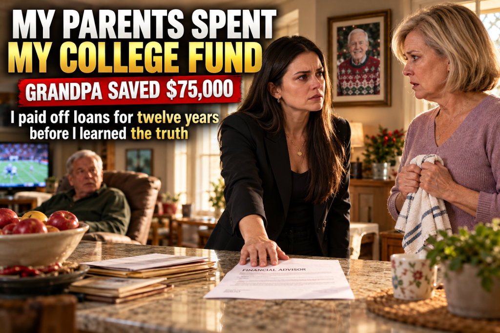 I Was 34 and Paying Off the Last $6,200 of My Student Loans When My Grandfather's Retiring Financial Advisor Called About a $75,000 College Fund I Never Knew Existed, and After Twelve Years of Working Two Jobs I Drove to My Parents' House and Laid the Proof in Front of the One Who Signed