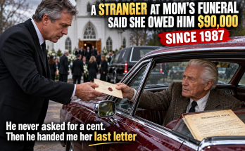 We Were Halfway Through the Receiving Line at My Mother's Funeral When a Tall Stranger Shook My Hand and Said She Owed Him $90,000 From a 1987 Promissory Note, and After the Burial He Handed Me a Sealed Envelope in Her Handwriting That Revealed the Summer Our Family Was Quietly Saved