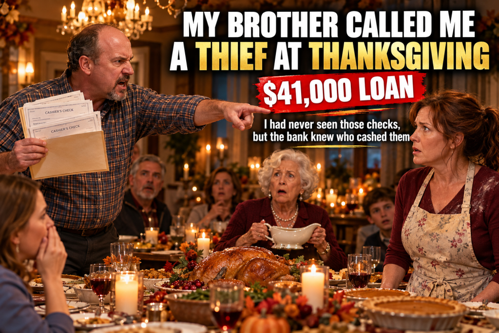 My Brother Dale Stood Up at Thanksgiving Dinner and Told Nineteen Relatives I Never Repaid a $41,000 Loan, but a Shoebox of Canceled Checks, a Bank Fraud Investigation, and One Forgotten Mailbox Key Exposed a Quiet Family Betrayal, a Hidden Debt, and a Secret That Had Been Sitting at Our Holiday Table for Eight Long Years